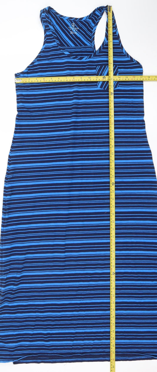 Lands' End Women's Blue Striped Cotton Tank Dress Size M