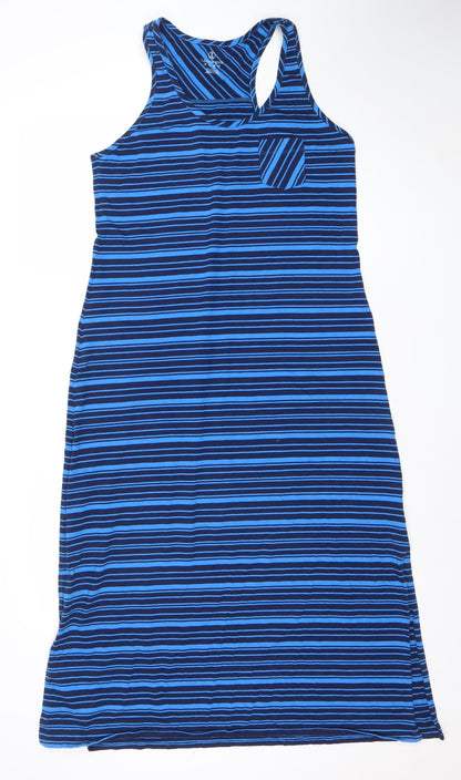 Lands' End Women's Blue Striped Cotton Tank Dress Size M