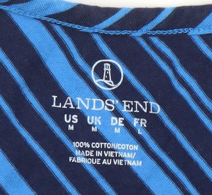 Lands' End Women's Blue Striped Cotton Tank Dress Size M
