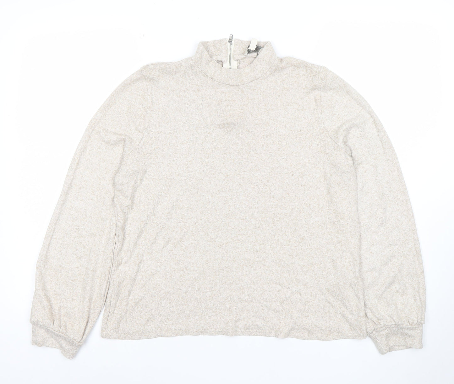 Womens UK Size 14 Oasis Beige Full Zip Jumper