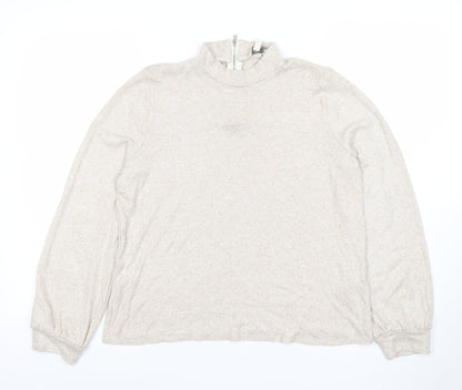 Womens UK Size 14 Oasis Beige Full Zip Jumper