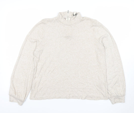 Womens UK Size 14 Oasis Beige Full Zip Jumper
