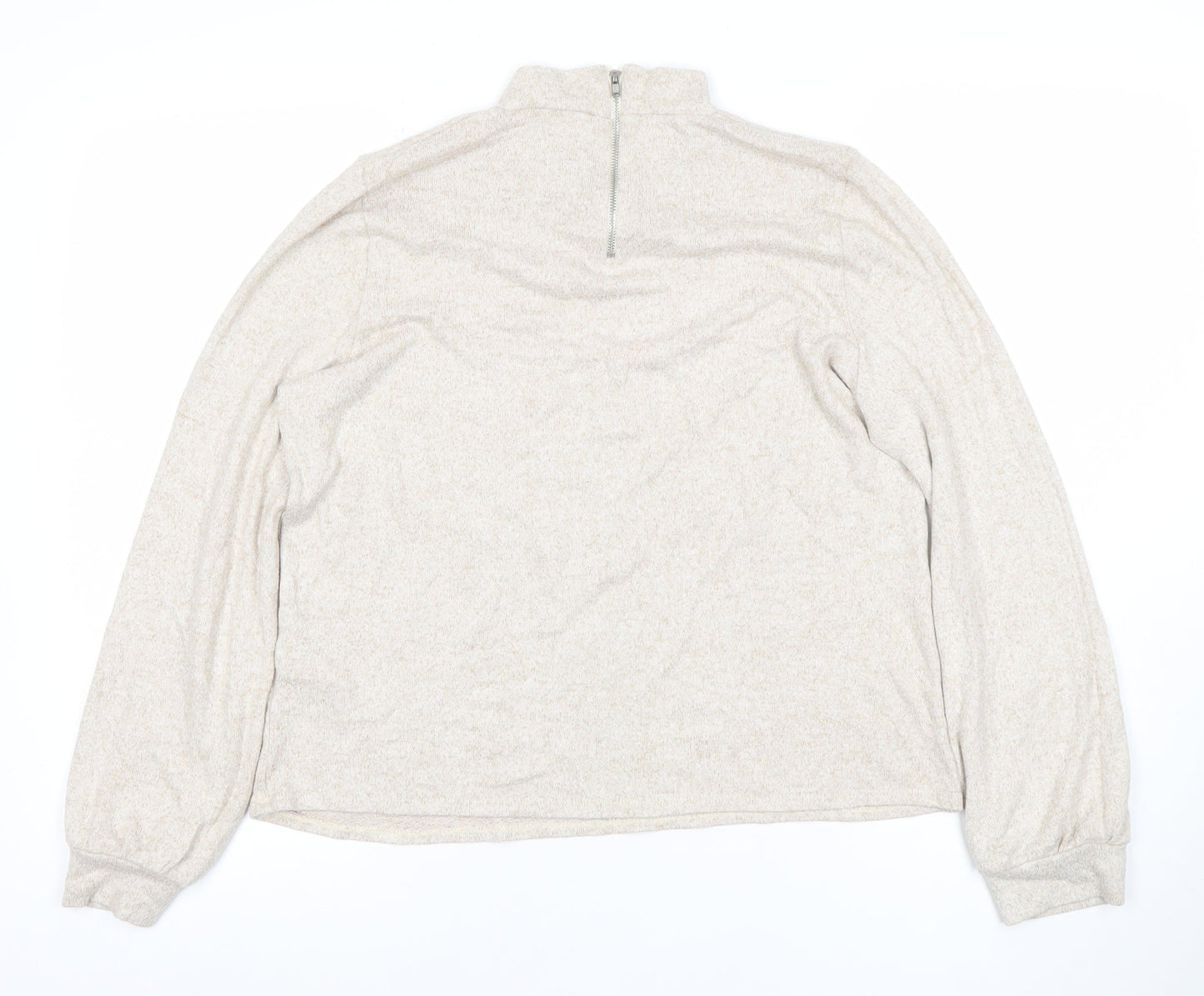Womens UK Size 14 Oasis Beige Full Zip Jumper