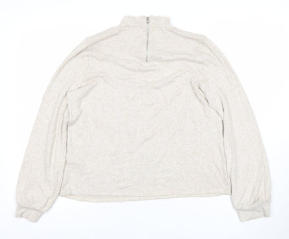 Womens UK Size 14 Oasis Beige Full Zip Jumper