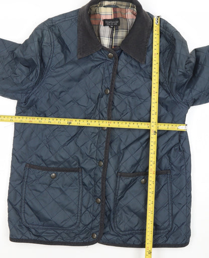 Womens UK Size 10 Topshop Blue Quilted Coat