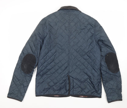Womens UK Size 10 Topshop Blue Quilted Coat