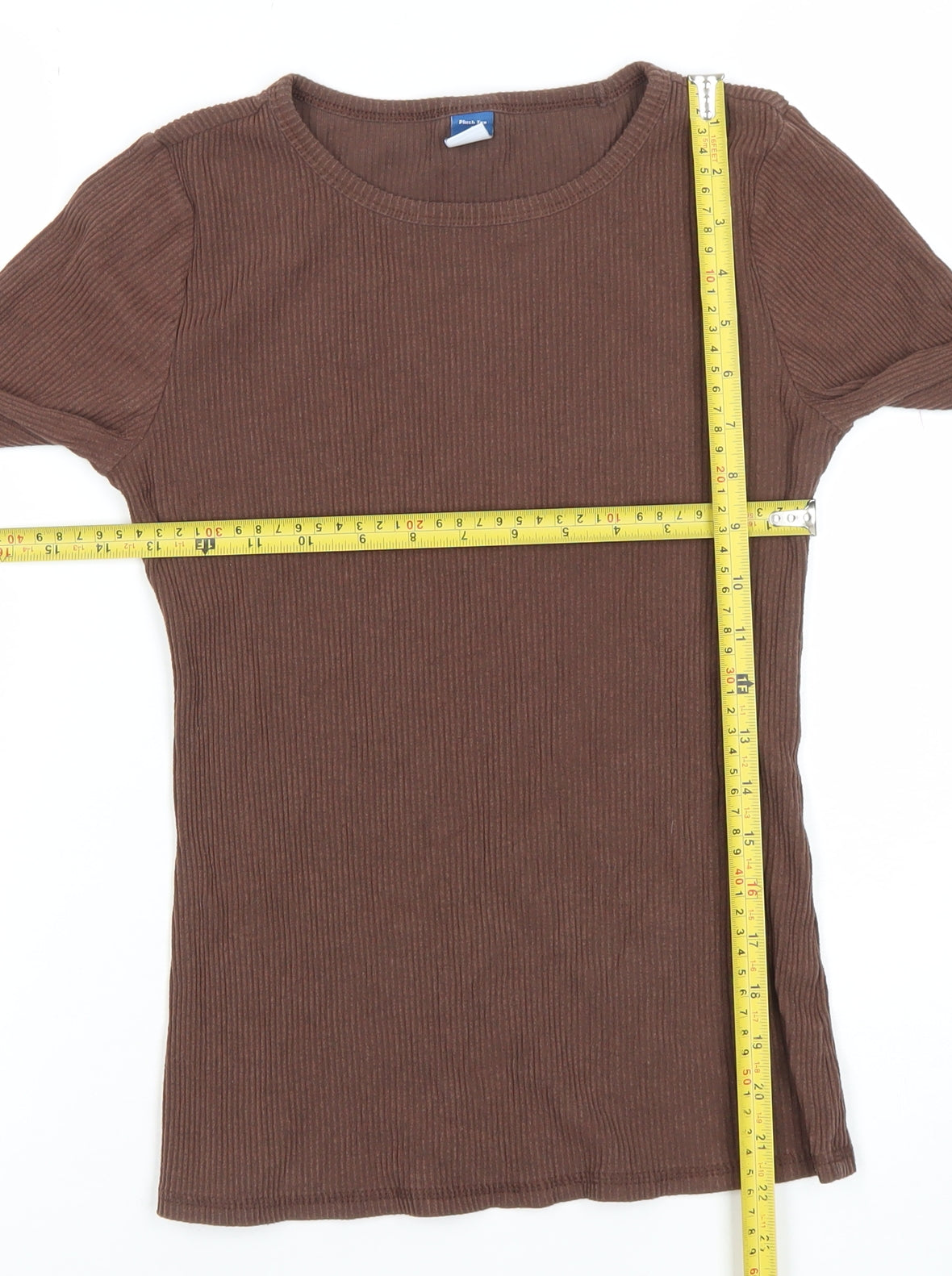 Old Navy Women Tall Brown Ribbed Long Sleeve T-Shirt Size S