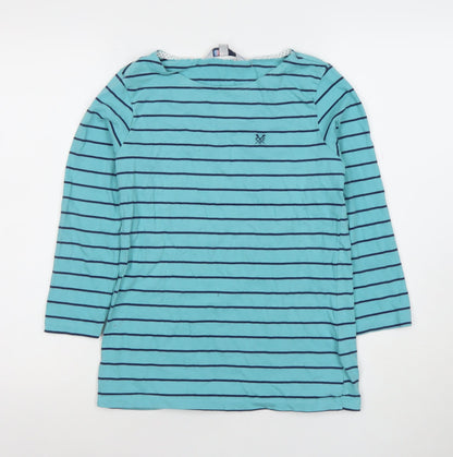 Crew Clothing Co. Women's Blue Striped Long Sleeve Cotton T-Shirt Size 8