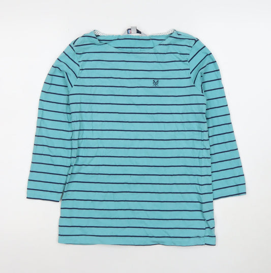 Crew Clothing Co. Women's Blue Striped Long Sleeve Cotton T-Shirt Size 8