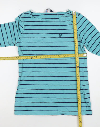 Crew Clothing Co. Women's Blue Striped Long Sleeve Cotton T-Shirt Size 8