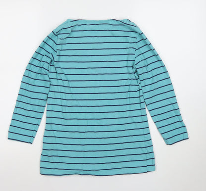 Crew Clothing Co. Women's Blue Striped Long Sleeve Cotton T-Shirt Size 8