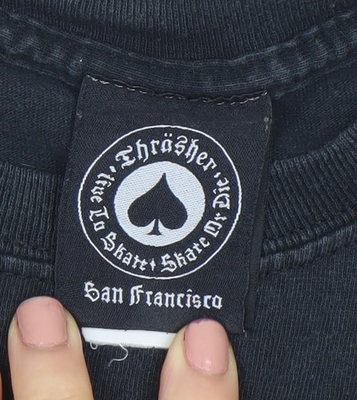 Thrasher Black Men's Small Graphic Skateboarding Cotton T-Shirt