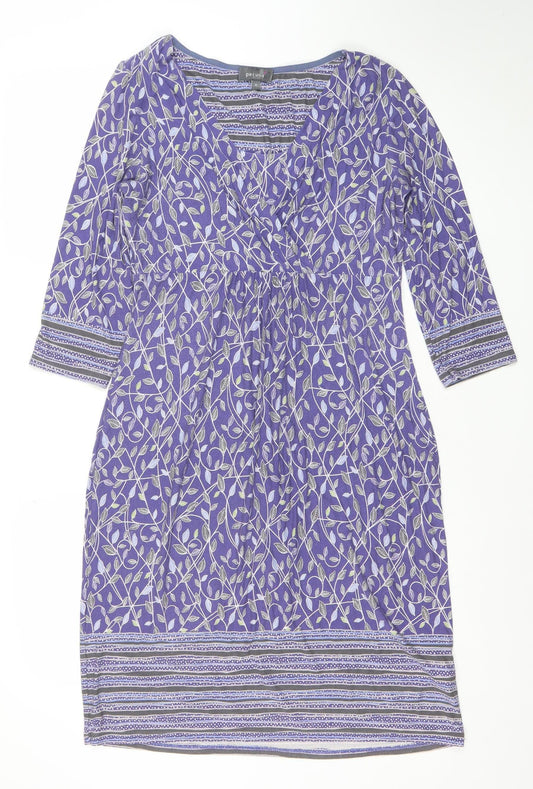 Marks and Spencer Per Una Purple Floral Ruched V-Neck Shift Dress Women’s Size 12