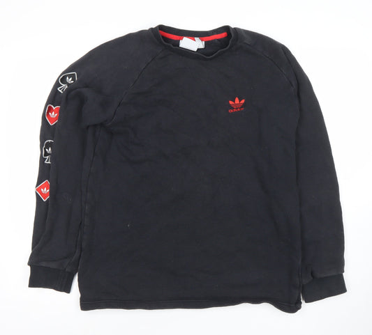 adidas Men's Black Crew Neck Pullover Sweatshirt Size M