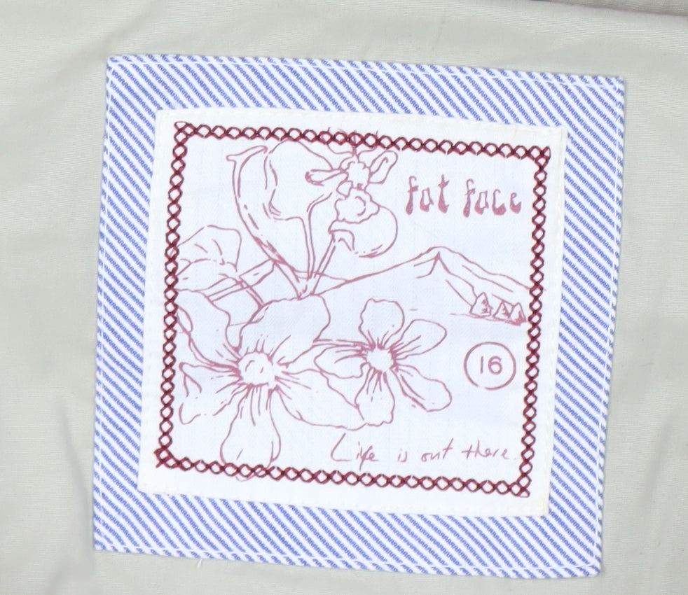 Fat Face Women's Beige Puffer Gilet Size 16 Hooded Down Waistcoat