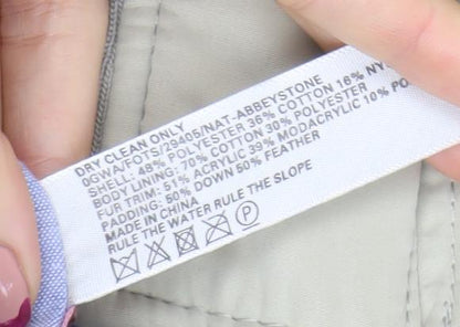 Fat Face Women's Beige Puffer Gilet Size 16 Hooded Down Waistcoat