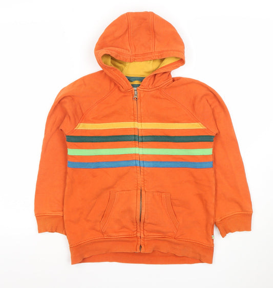 Frugi Girls Orange Stripe Full Zip Hoodie 8-9 Years Organic Cotton