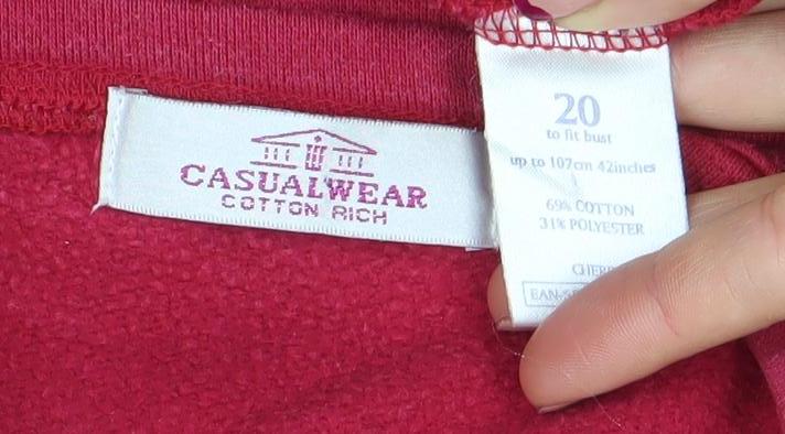 Womens UK Size 20 Casualwear Red Pullover Sweatshirt