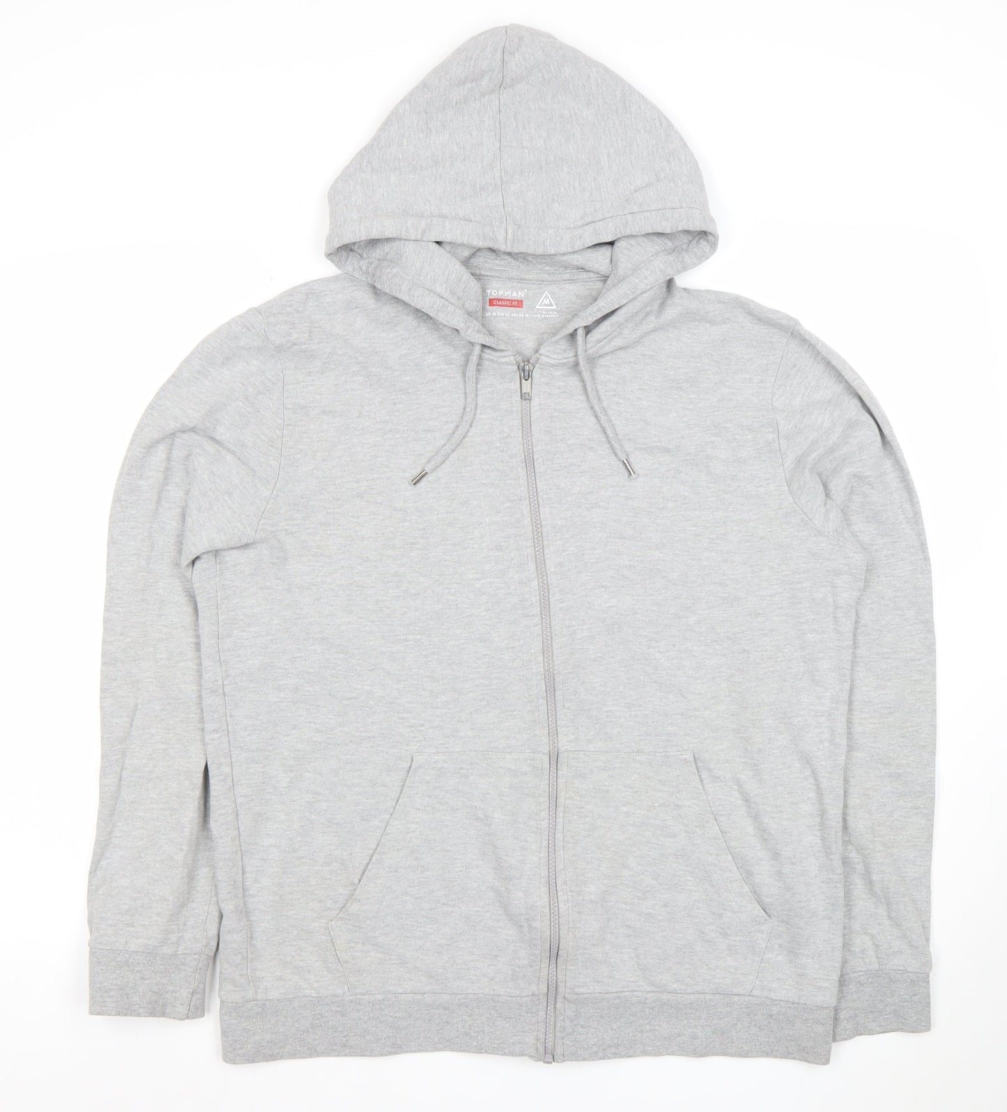 Mens UK Size M Topman Grey Full Zip Hoodie