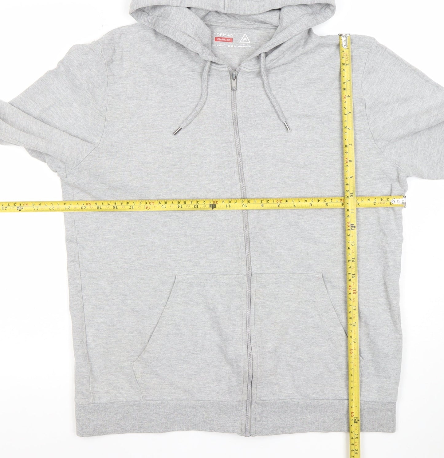 Mens UK Size M Topman Grey Full Zip Hoodie