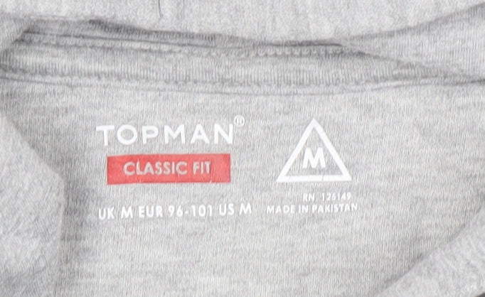 Mens UK Size M Topman Grey Full Zip Hoodie