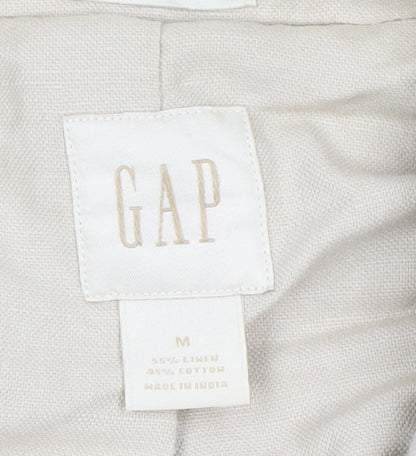 GAP Women Beige Linen Cotton Two-Button Blazer Size M