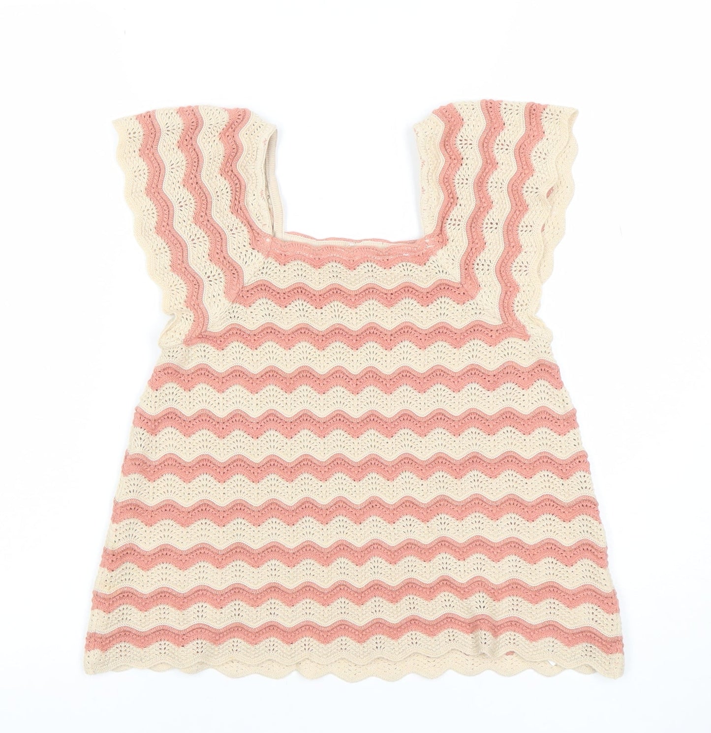 George Girls Pink Ivory Crochet Camisole Top 6-7 Years Sleeveless Summer