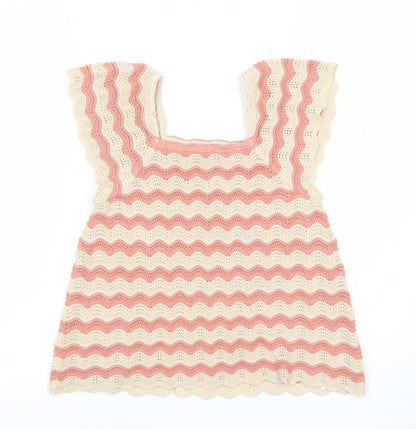 George Girls Pink Ivory Crochet Camisole Top 6-7 Years Sleeveless Summer