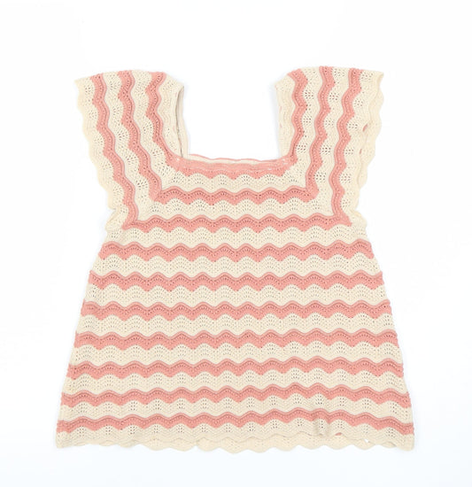 George Girls Pink Ivory Crochet Camisole Top 6-7 Years Sleeveless Summer