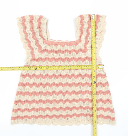 George Girls Pink Ivory Crochet Camisole Top 6-7 Years Sleeveless Summer