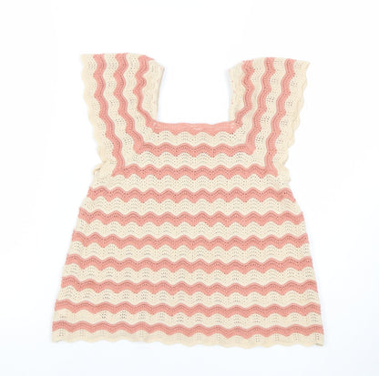 George Girls Pink Ivory Crochet Camisole Top 6-7 Years Sleeveless Summer