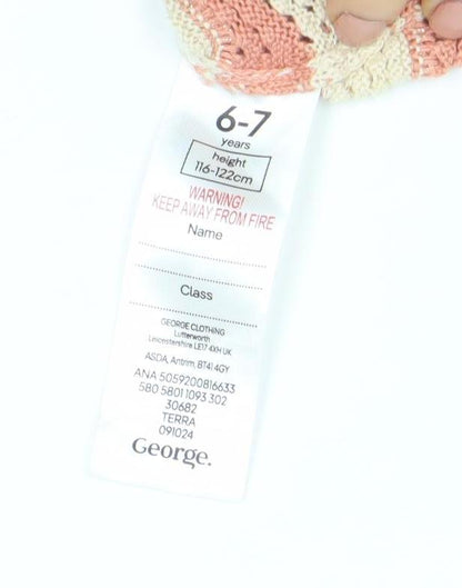 George Girls Pink Ivory Crochet Camisole Top 6-7 Years Sleeveless Summer