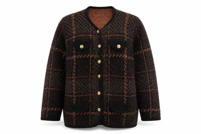 Marks & Spencer Women's Brown Check Wool Blend Blazer Jacket Size 18