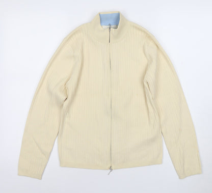 Marks and Spencer Womens Beige Cotton Blend Full Zip Jumper Size 12