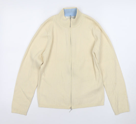 Marks and Spencer Womens Beige Cotton Blend Full Zip Jumper Size 12