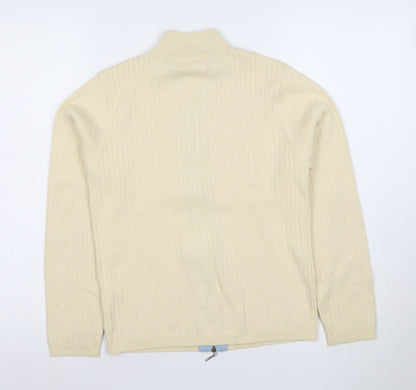Marks and Spencer Womens Beige Cotton Blend Full Zip Jumper Size 12