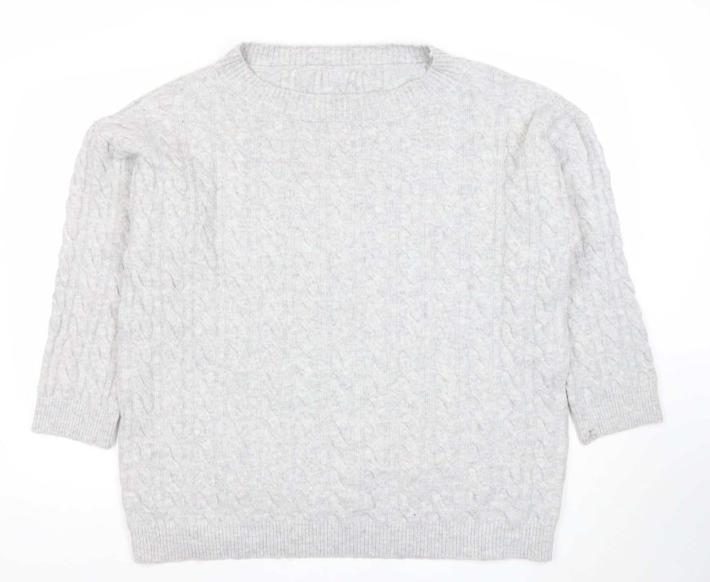 SHEIN Women’s Grey Cable-Knit Pullover Jumper Size 12