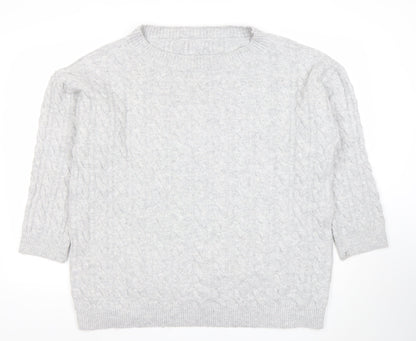 SHEIN Women’s Grey Cable-Knit Pullover Jumper Size 12