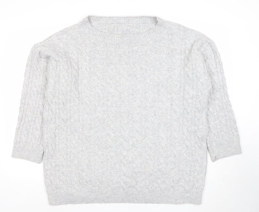 SHEIN Women’s Grey Cable-Knit Pullover Jumper Size 12