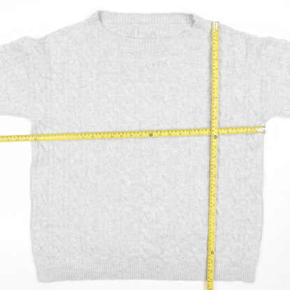 SHEIN Women’s Grey Cable-Knit Pullover Jumper Size 12