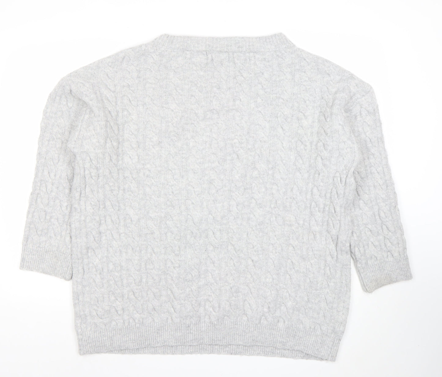 SHEIN Women’s Grey Cable-Knit Pullover Jumper Size 12