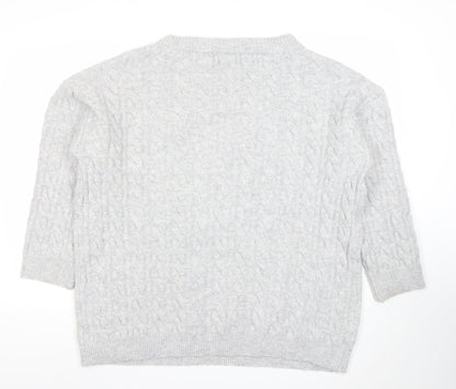 SHEIN Women’s Grey Cable-Knit Pullover Jumper Size 12