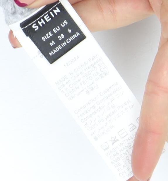 SHEIN Women’s Grey Cable-Knit Pullover Jumper Size 12