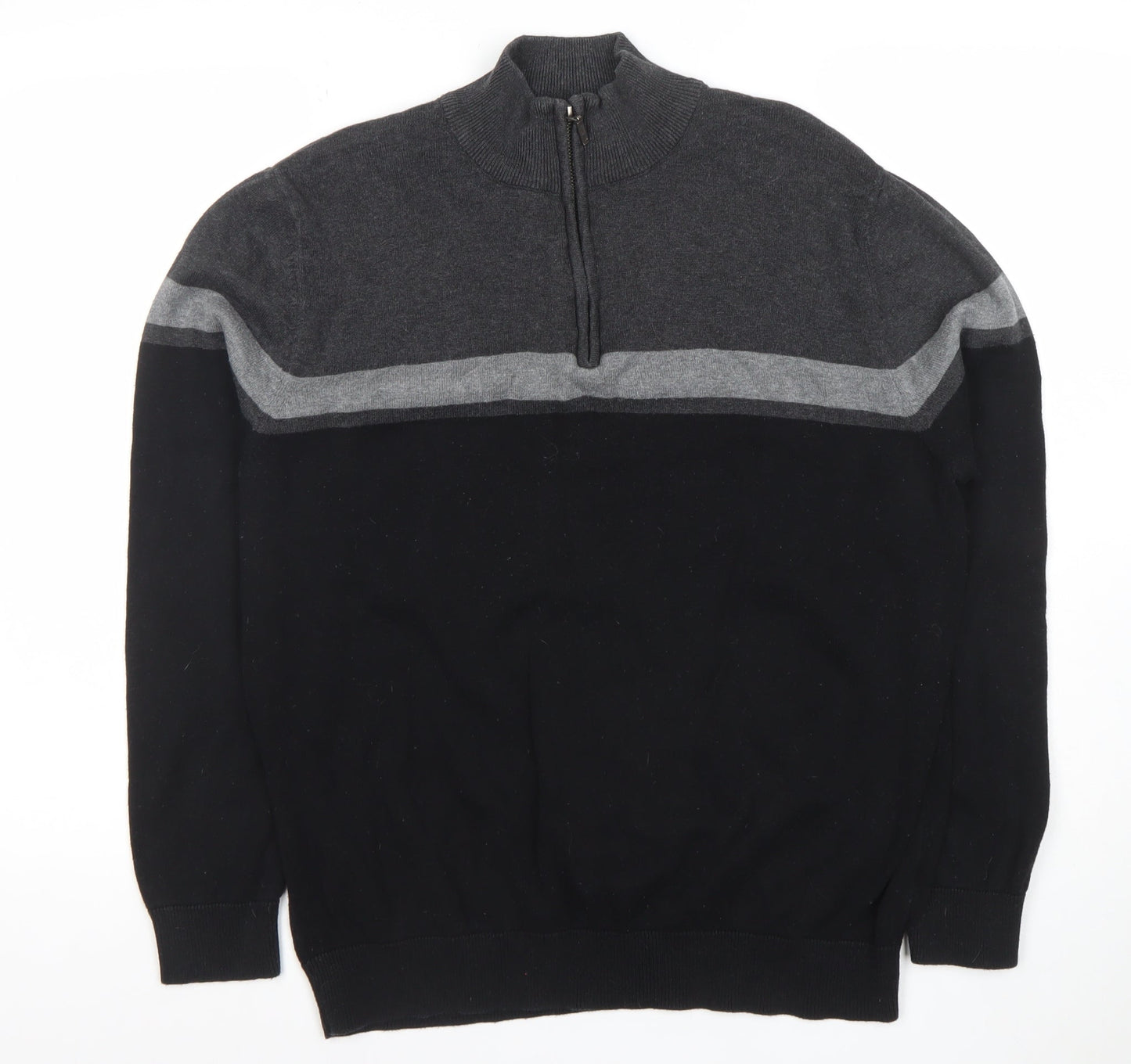 Mens UK Size M TU Black Full Zip Jumper