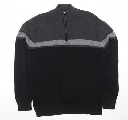 Mens UK Size M TU Black Full Zip Jumper