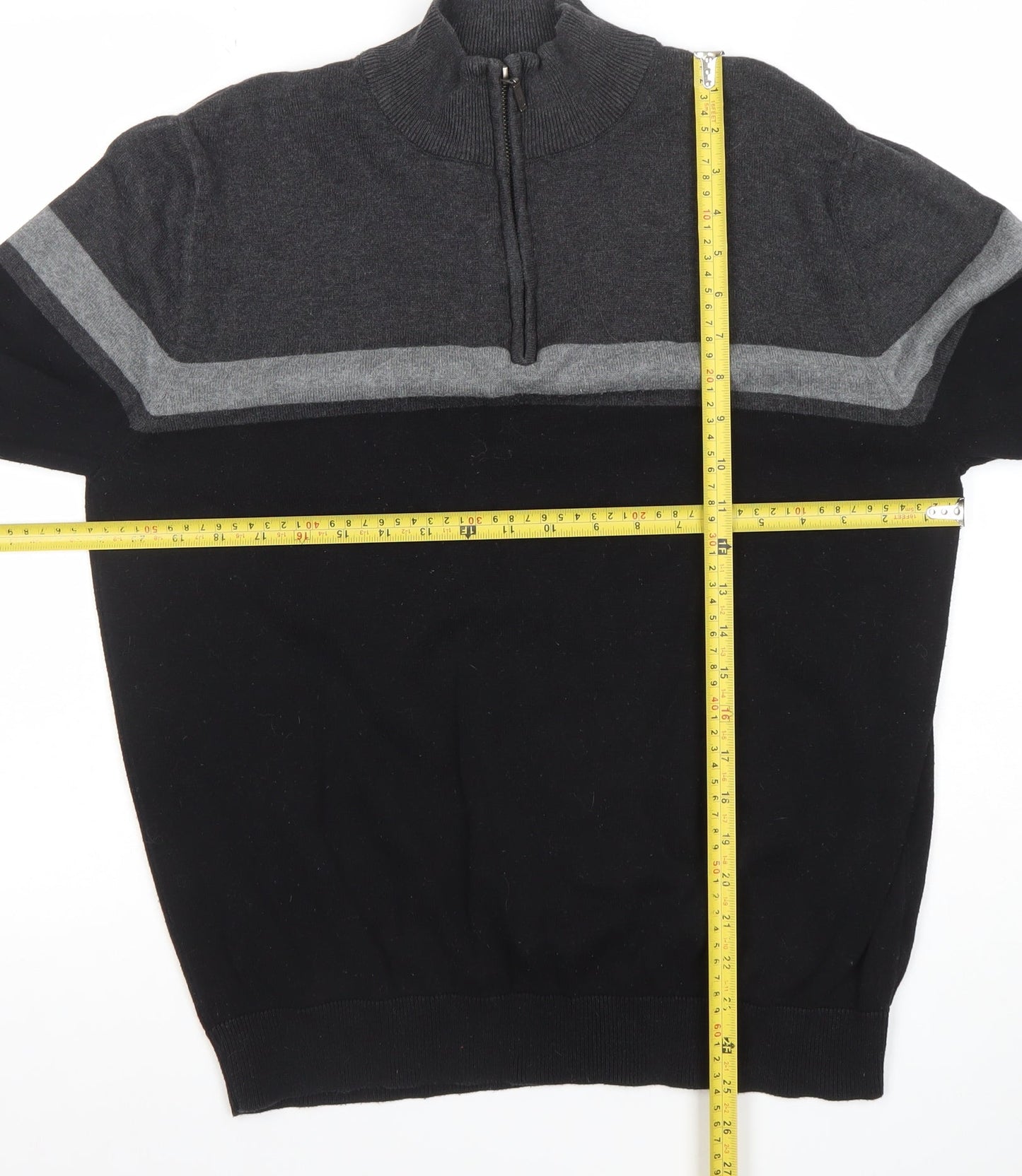 Mens UK Size M TU Black Full Zip Jumper