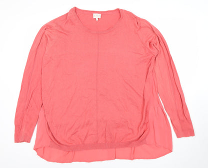 EAST Women's Pink Cotton Silk Tunic Blouse XL Long Sleeve