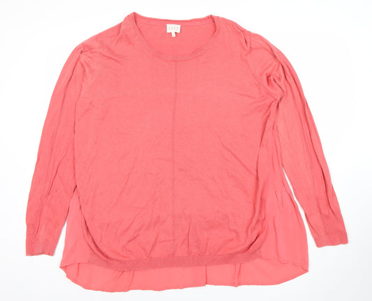 EAST Women's Pink Cotton Silk Tunic Blouse XL Long Sleeve