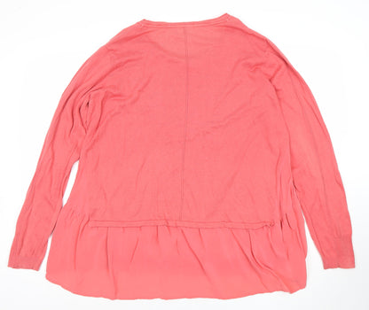 EAST Women's Pink Cotton Silk Tunic Blouse XL Long Sleeve