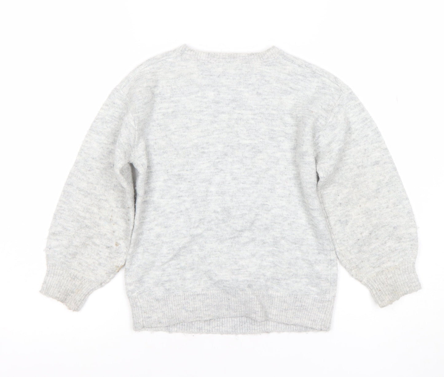 John Lewis Girls Grey Sequin Reindeer Christmas Jumper Size 6 Years